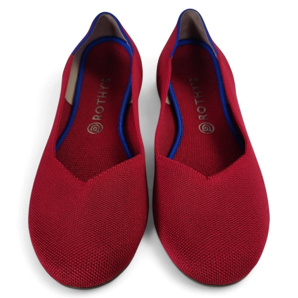 Rothy's The Flat Red Knit Ballet Flats Women's Size 12 Blue Halo Washable